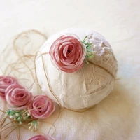 baby floral headband newborn flower pearl lace tie back bebe halo newborn simple photo props infant toddler girl hair bows