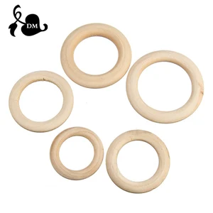 5pcs 40mm/45mm/50mm/55 Wooden Baby Teething Rings Infant Teether Toy DIY Accessories For 3-12 Month 