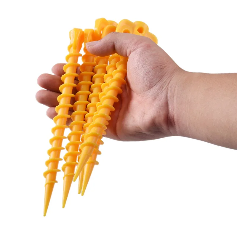 

5Pcs 20cm plastic screw Plastic tent peg Nails peg trip Tent Travel nail Kit Outdoor spiral Tent accessories hiking camping
