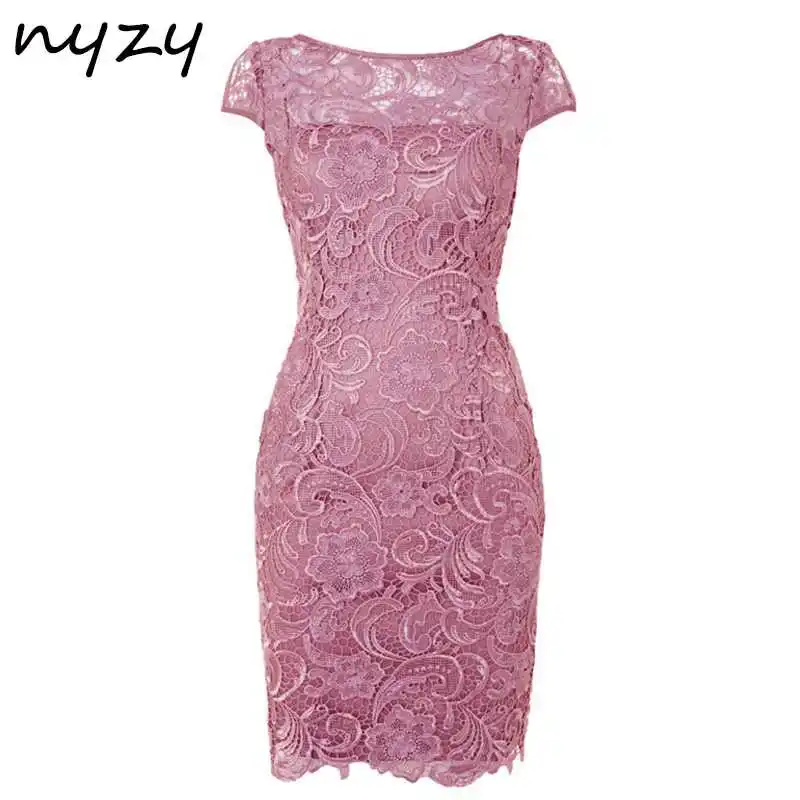 Rose Pink NYZY M45 узкое кружевное платье с короткими рукавами для матери невесты, платье цвета шампанского для свадебной вечеринки, наряды для жениха и мамы, платье - Цвет: Rose Pink