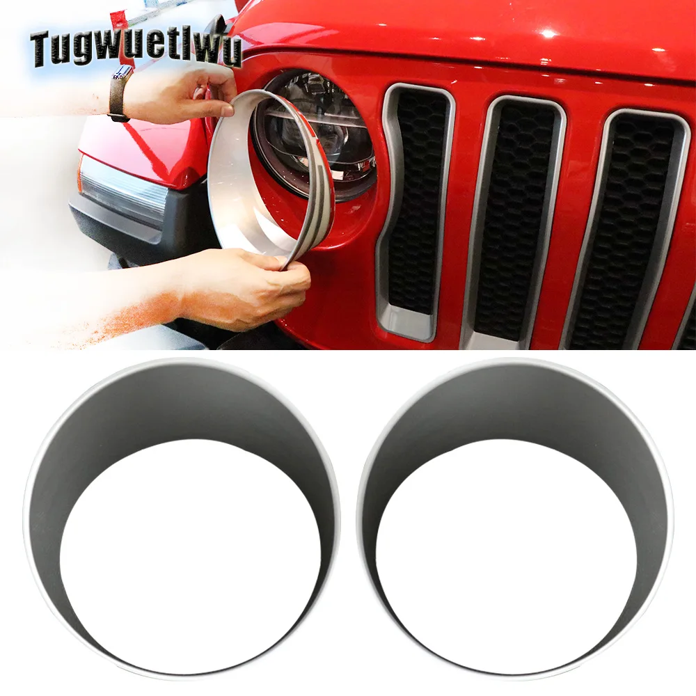 Car Front Grill Grille Cover Trim Frame Ring Styling Decoration Headlight ABS Stickers For Jeep Wrangler JL 2018+ | Автомобили и