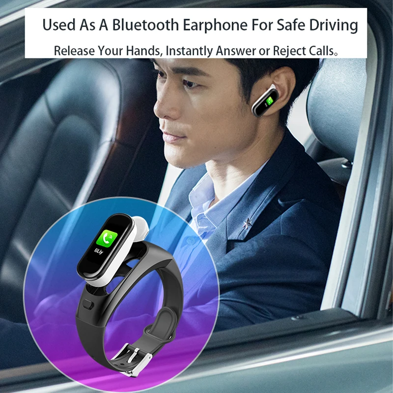 Мужские и женские умные часы с Bluetooth беспроводные наушники монитор сердечного