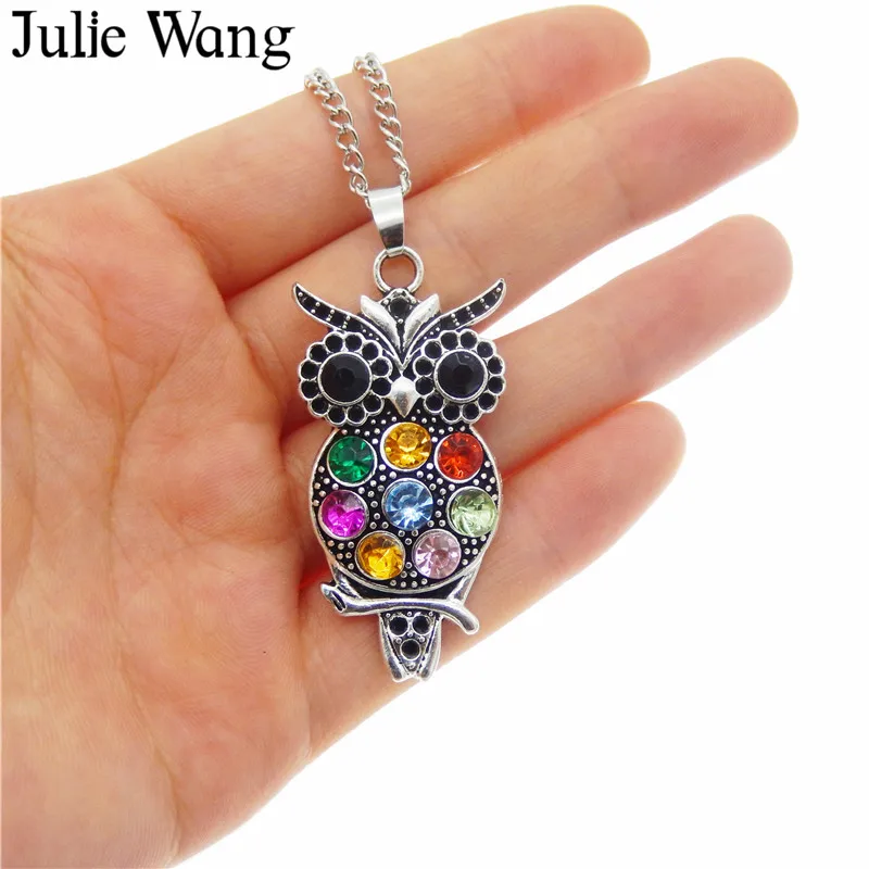 Julie Wang 1 шт. Женское Ожерелье Античное серебряное ожерелье с кулоном в виде совы