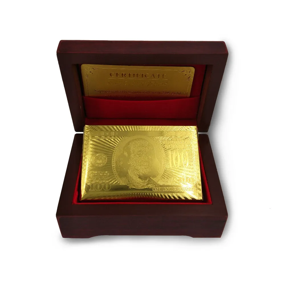 24K золотой фольги Покер карты казино игральные карты покрытием игры с деревянной коробке специальный подарок Texas Hold'em хороший Juegos де меса покер