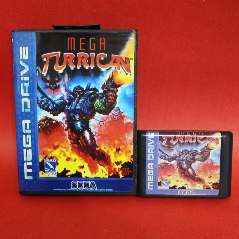 Мега Turrican 16 бит MD карточная игра с коробку для Sega MegaDrive игровая консоль системы|card
