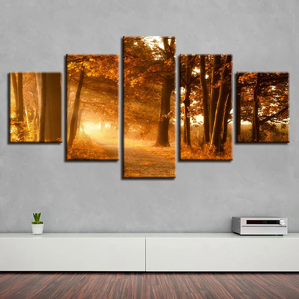 Современная печать художественные фотографии на холсте 5 шт. красное дерево