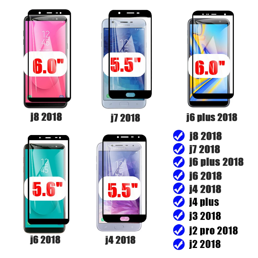 Защитное стекло для samsung galaxy J2 pro J3 J4 J6 плюс J7 J8 2018 Защитная пленка экрана