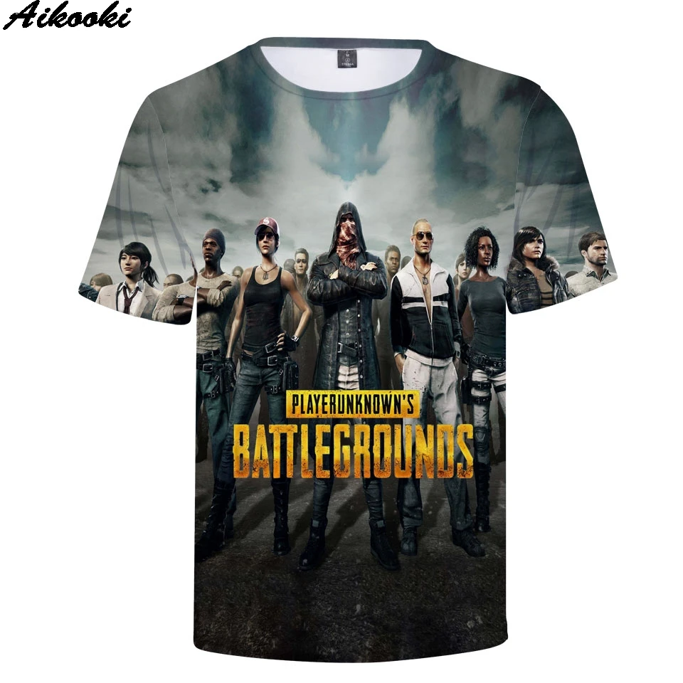 2014 г. хит продаж футболка с 3D принтом в виде игры PUBG стиле хип-хоп короткими