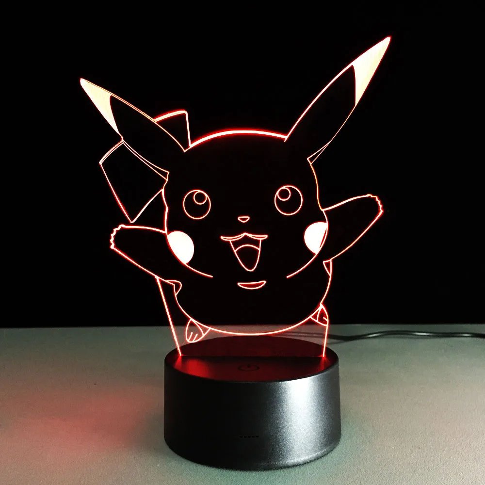 Luminaria Led ночник Pokemon Pikachu настольная лампа 3D Визуальный Veilleuse изменение цвета bulbing