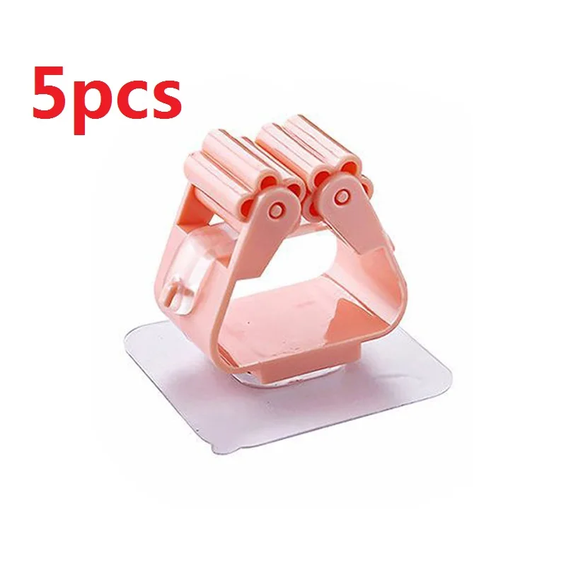 Pink 5pcs Креативный держатель для швабры, подвесной держатель для швабры, настенный держатель для швабры, домашний крюк для швабры, стойки для кухни и ванной комнаты, Органайзер - Цвет: Pink 5pcs