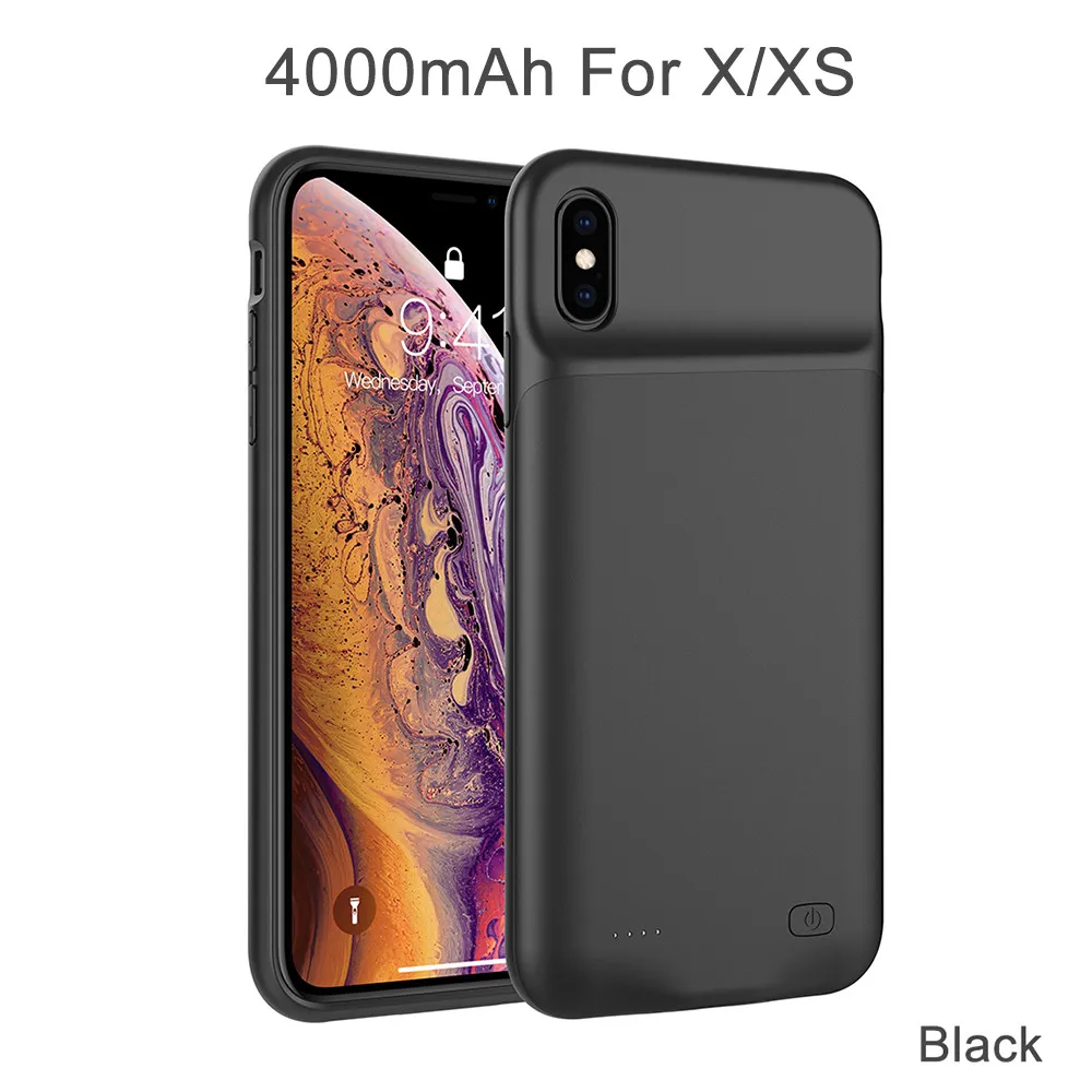 4000mAh For X XS XGODY 6500 мАч чехол для батареи для iphone X XS XMAX анти шок тонкий внешний аккумулятор чехол для зарядки X XS XMAX внешний резервный аккумулятор - Цвет: 4000mAh For X XS