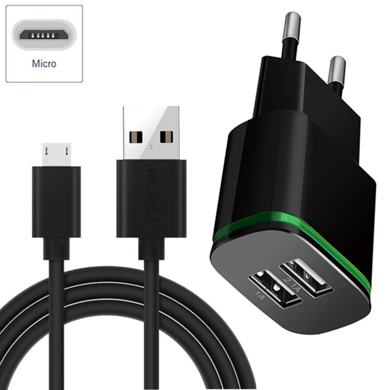 Зарядное устройство с 2 USB портами и светодиодной подсветкой зарядный