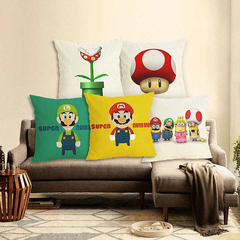 Мультфильм декоративная наволочка Супер Марио гриб хлопок лен Чехол подушки для