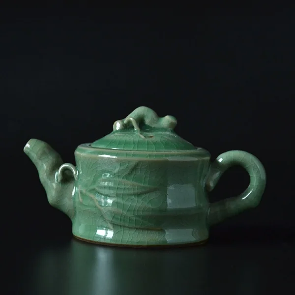 Затуплённый WIZAMONY хрустящий глазурь Ge печи Longquan Celadon Zisha керамика искусство Китай чайник фарфор Исин глина антикварный чайник - Цвет: Затуплённый