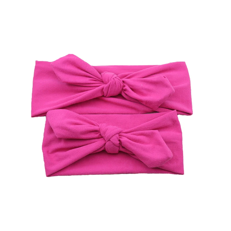 Erapinky2 Pcs/Sets Solid Rabbit Ears Headbands For Mom/Baby Bowknot Parent-child Hair Accessories Cotton Head Wrap Baby Headwear |