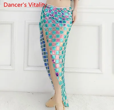Only Skirt as Photo Одежда для занятий танцами живота, новинка, летняя одежда с поездом, топ и юбка, комплект с блестками, костюм для восточных индийских танцев - Цвет: Only Skirt as Photo