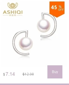 Подлинные серьги ASHIQI из серебра 925 пробы 8-9 мм, серьги-капли с натуральным пресноводным жемчугом AAA ZC для женщин, подарок, Прямая поставка