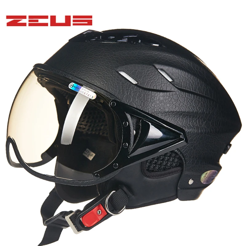 Трещины dermatoglyph ZEUS 125B ABS Половина лица мотоциклетный шлем Летний Электрический