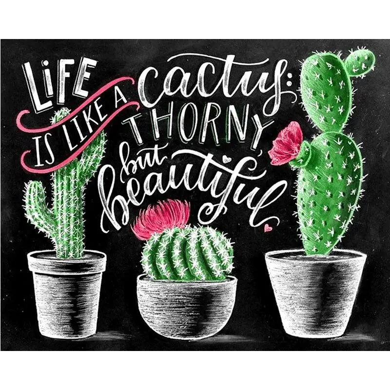 

5D Full Drill Square Round DIY Diamond Painting Life Like Beautiful Cactus Picture Of Rhinestone Diamond Embroidery