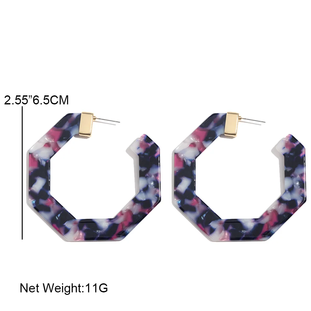 Женские ацетатные серьги гвоздики JUST FEEL большие геометрические многоугольные