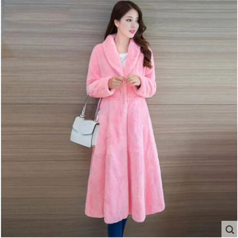 Женское меховое пальто зима 2020 Новинка с длинным рукавом однотонный отложной