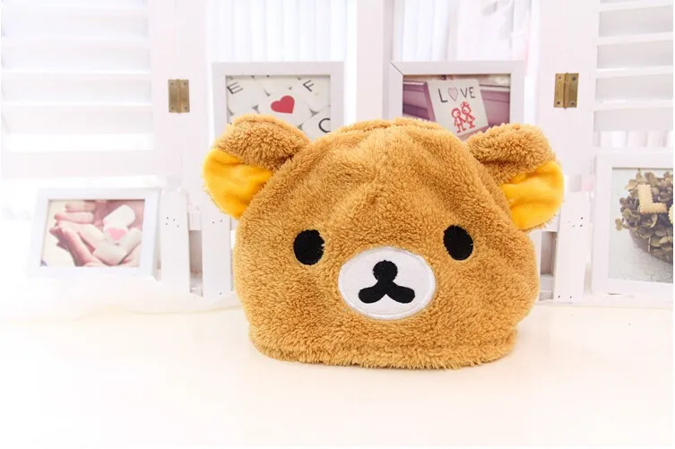 

шапка 6 PCS NEW Christmas WINTER Beanies cartoon Furry PLUSH Soft Cartoon Rilakkuma Bear Plush Hat, Fashion X'MAS Gift