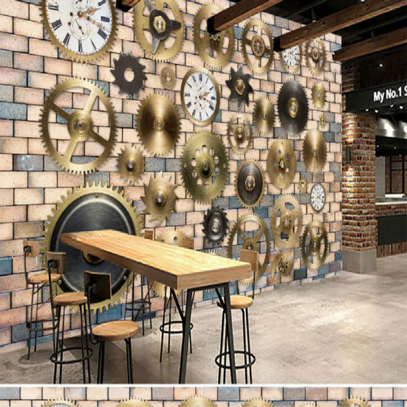 Большая шестерня машины ретро гостиная спальня настенная живопись mural 3D обои ТВ