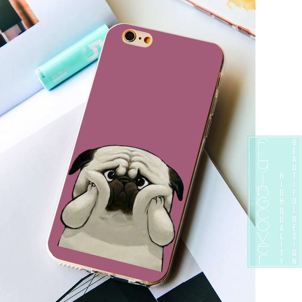 Забавный Мопс чехол для лица Fundas IPhone 10x7 8 6 S Plus 5s 5 SE 5C 4S 4 iPod Touch прозрачный мягкий