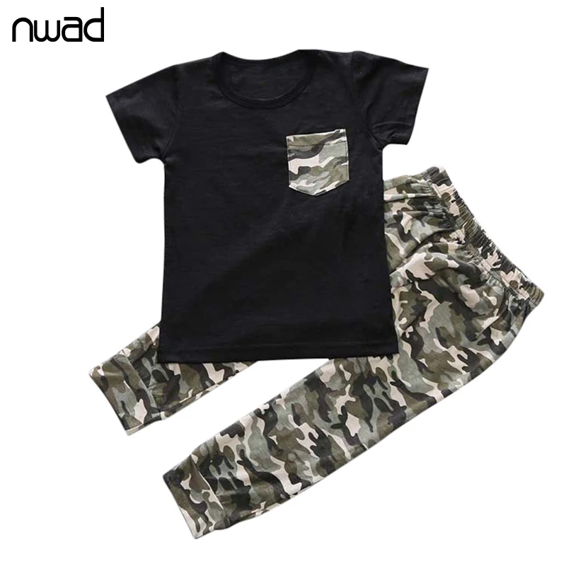 NWAD Комплект одежды для маленьких мальчиков летние шорты рукавом камуфляж печати