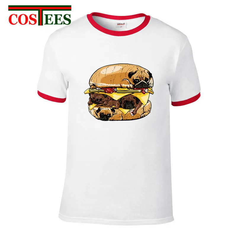 Забавные Мопсы Burger футболка Мужская Pugs stack camiseta mujer манга larga аниме с принтом
