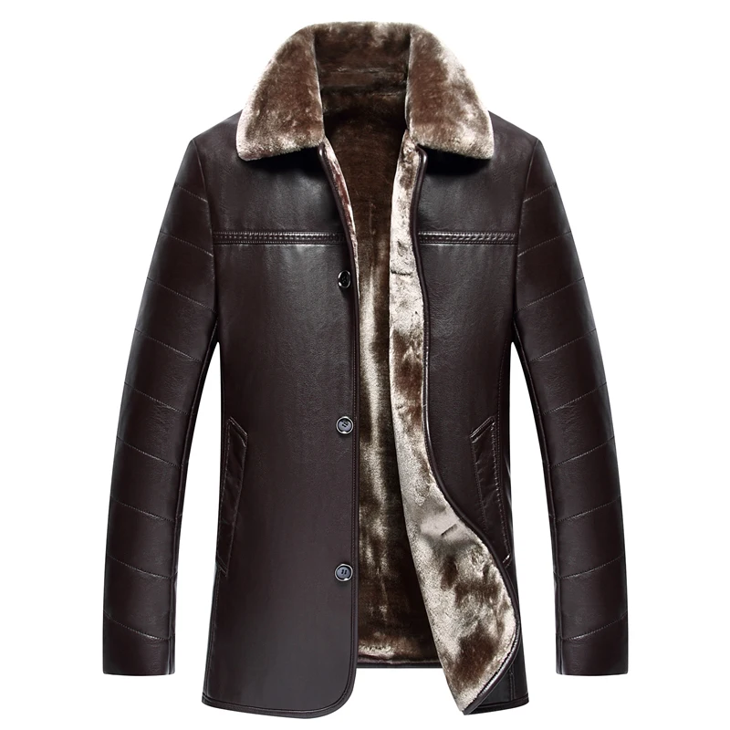 Новое поступление 2019 мужские кожаные куртки зимние Утепленные Флисовые Куртки
