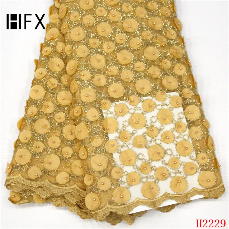 

HFX embroidery blush pink french lace fabric African tulle lace Sewing Nigerian garment cloth 2019 high quality for women H2229