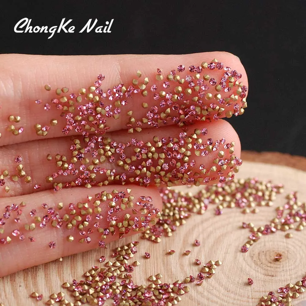 pink Hisenlee SS3 1,3 мм стекло Pixie AB микро точечные Стразы Серебряная задняя часть для ногтей Кристаллы украшения для ногтей - Цвет: pink