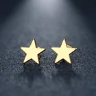 Женские и мужские серьги-пусеты CACANA, из нержавеющей стали, с пентаграммой, золотистого и серебристого цвета, для помолвки, Прямая поставка