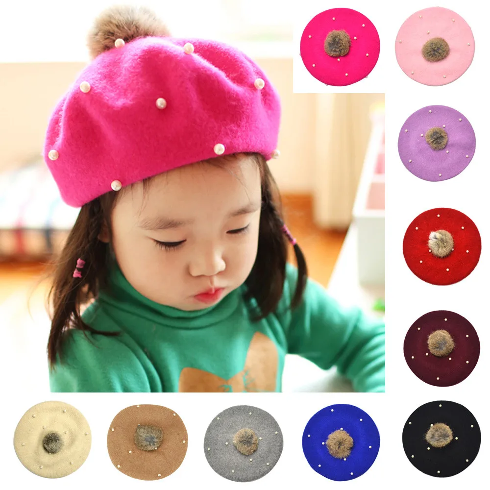 Infant Toddler Baby Kids Boys Girls Pearly Ball Beanie Winter Warm Hat Cap | Детская одежда и обувь