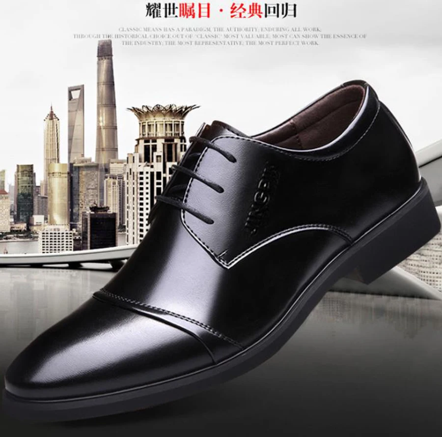 Men's New Leather Shoes Spring Business Dress Breathable Casual Show Confidence Handsome Great Wedding Male | Обувь