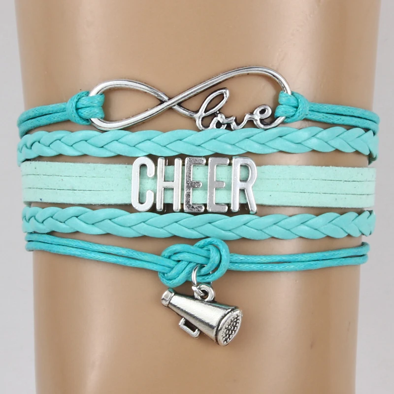 Дропшиппинг Бесконечность любовь развеселить браслеты Cheer с рупором Шарм