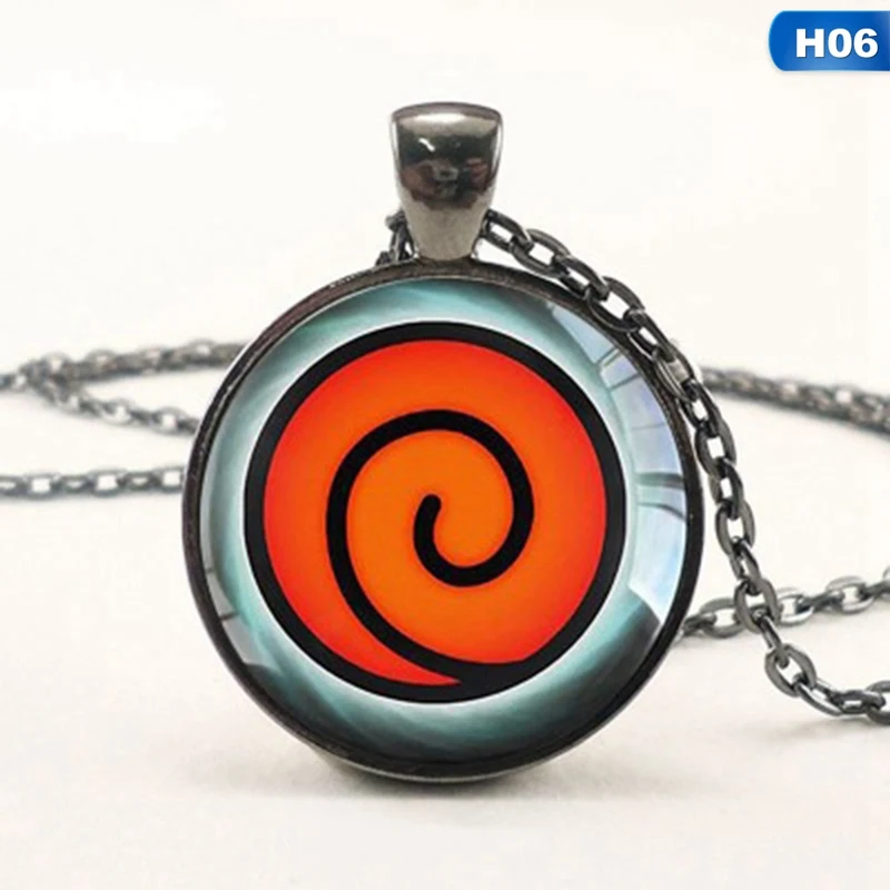 New Naruto Sharingan Eye Necklace Vintage Naruto Jewelry National Style Chain Glass Pendants Necklaces Anime Pendant - Окраска металла: 6