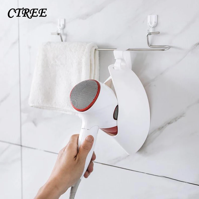 

Держатель для фена CTREE настенный стеллаж для ванной комнаты Компактный органайзер для хранения на полке держатель для фена Многофункционал...