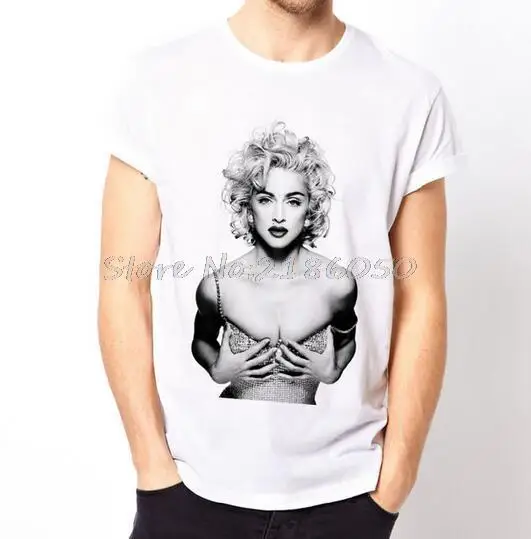 Модная уникальная Классическая хлопковая Мужская футболка Madonna с круглым