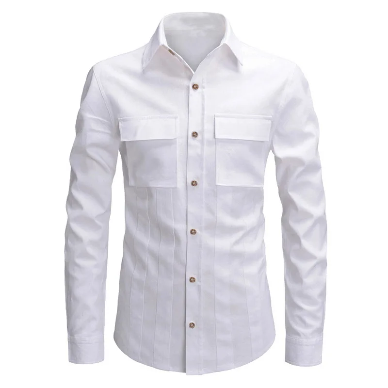 HEFLASHOR белые мужские рубашки с длинным рукавом Chemise модный бизнес Дизайн мужские s тонкие повседневные Camisa Рубашки - Цвет: white 2