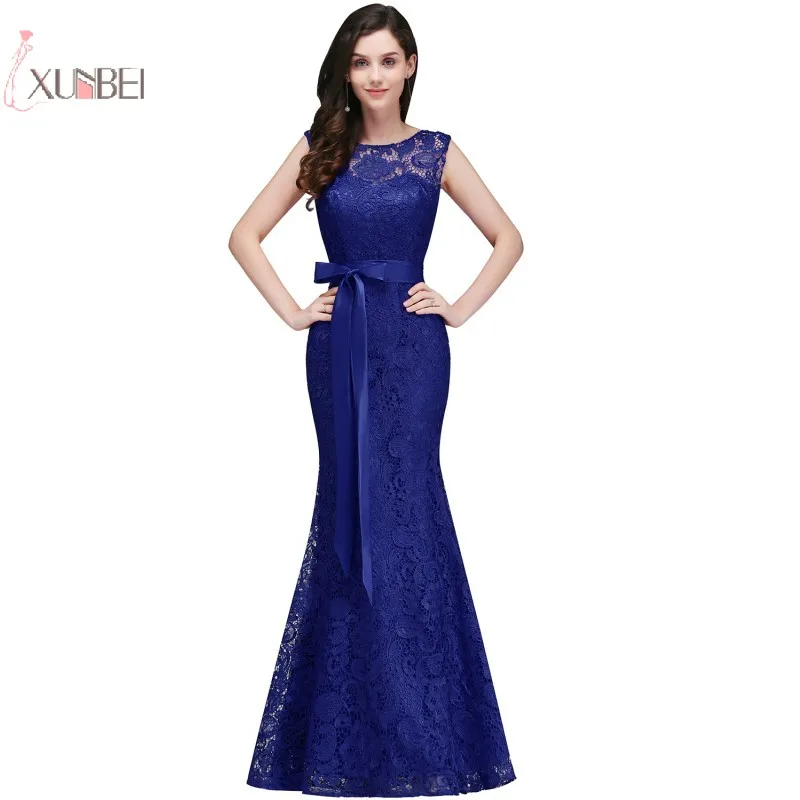 Royal Blue Русалка кружева длинные выходные платья без рукавов выпускного вечера платье vestido de gala Новинка - Цвет: Royal Blue