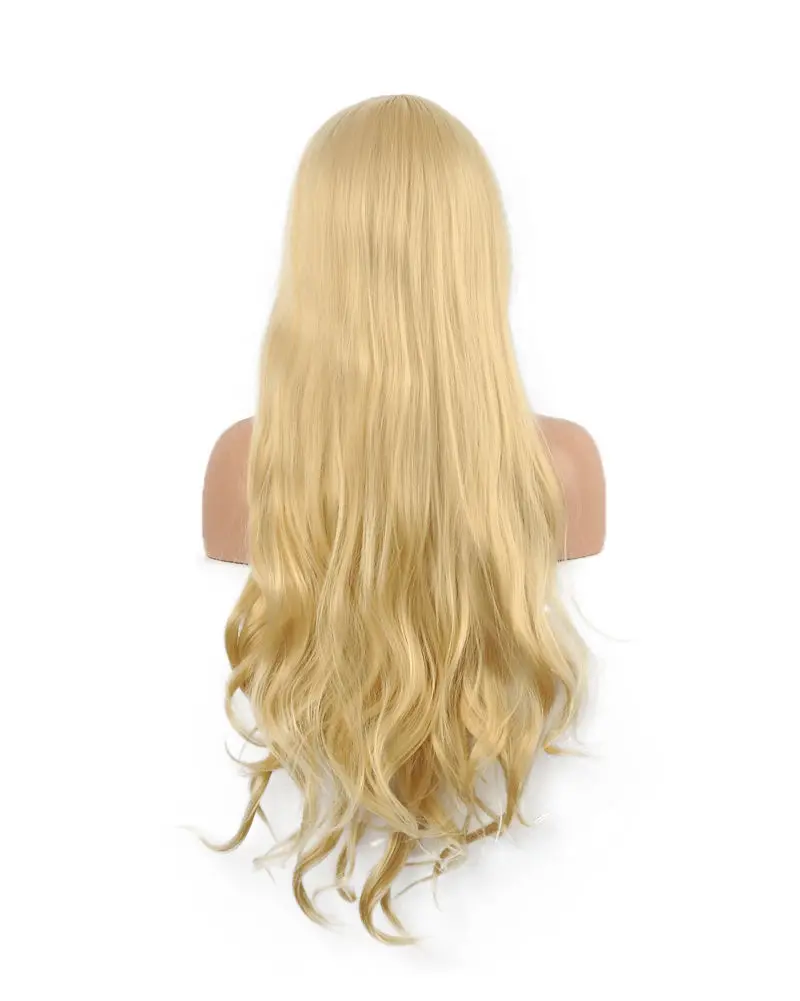 FREE SHIPPING Hot Sell!!! DIY Synthetic Heat Resistant Sexy Site Bangs Hair Curly Wigs Golden Long Girl |