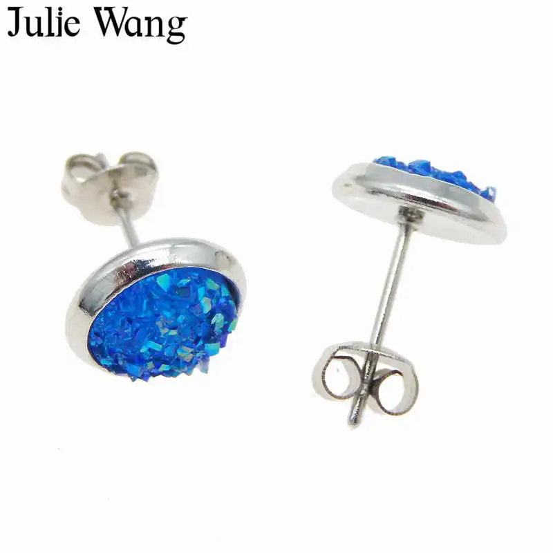 Julie Wang 1 пара полимерные круглые кабошоны 8 мм Разноцветные серьги-гвоздики