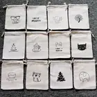 5 шт., 10x14 см, сумка для хранения упаковки ювелирных изделий из хлопка и льна ручной работы, сумка на шнурке, маленький кошелек, тканевая сумка, рождественский подарок