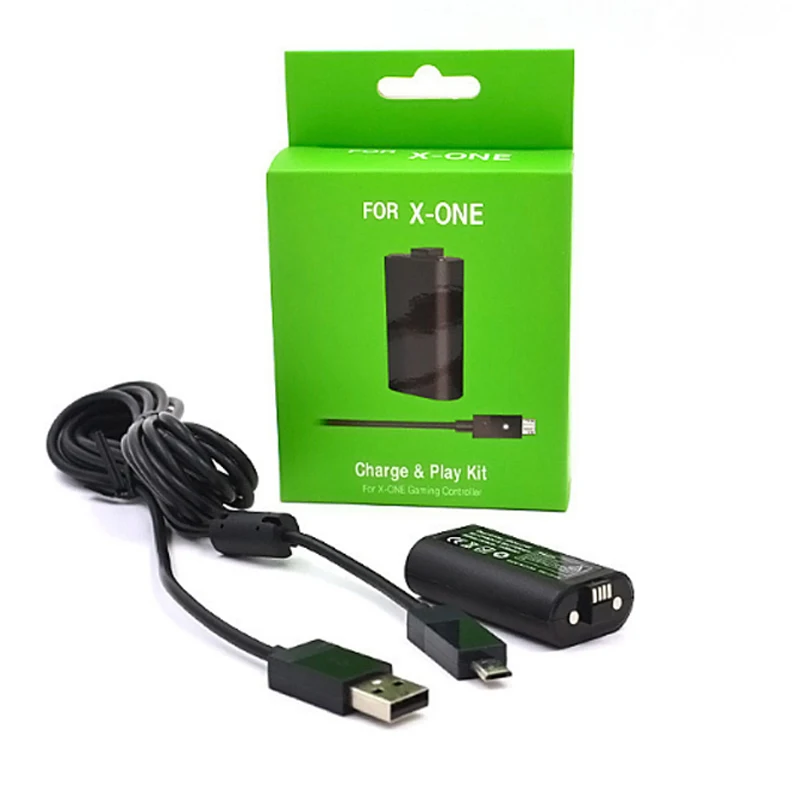Комплект 2 в 1, 1 перезаряжаемый аккумулятор+ 1 зарядный usb-кабель 2,75 м для беспроводных игровых контроллеров Xbox One, Сменные Аккумуляторы