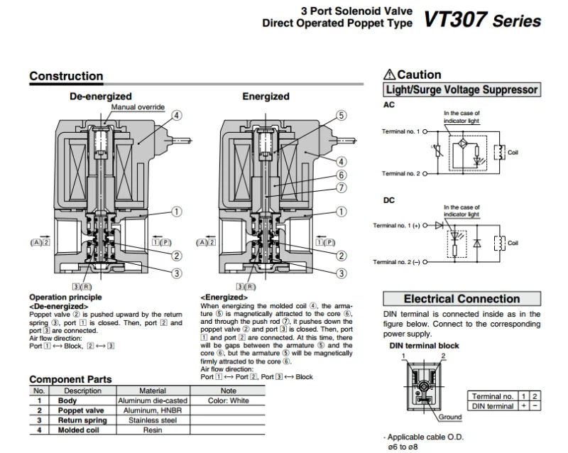 VT307-5G-02 VT307-6G-02 VT307-5G1-01-F VT307-5G1-02-F SMC электромагнитный клапан пневматический компонент серии VT