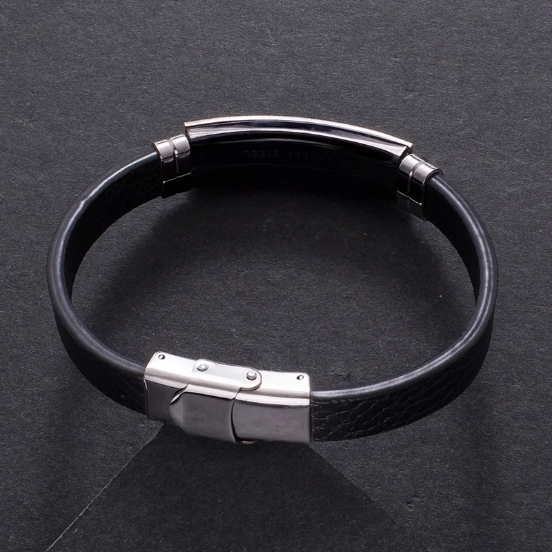 New Bracelet Simple Buckle Stainless Steel Leather Brand High Quality Black PW707 | Украшения и аксессуары