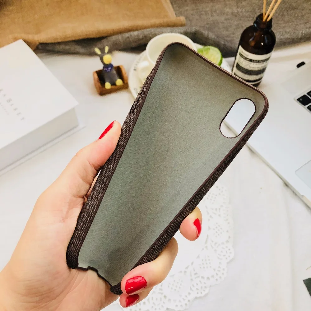 Simple Solid Color PC Back Cover Fabric PU Leather Accesories for iPhone X 8 7 6 Plus Mobile Phone Case |