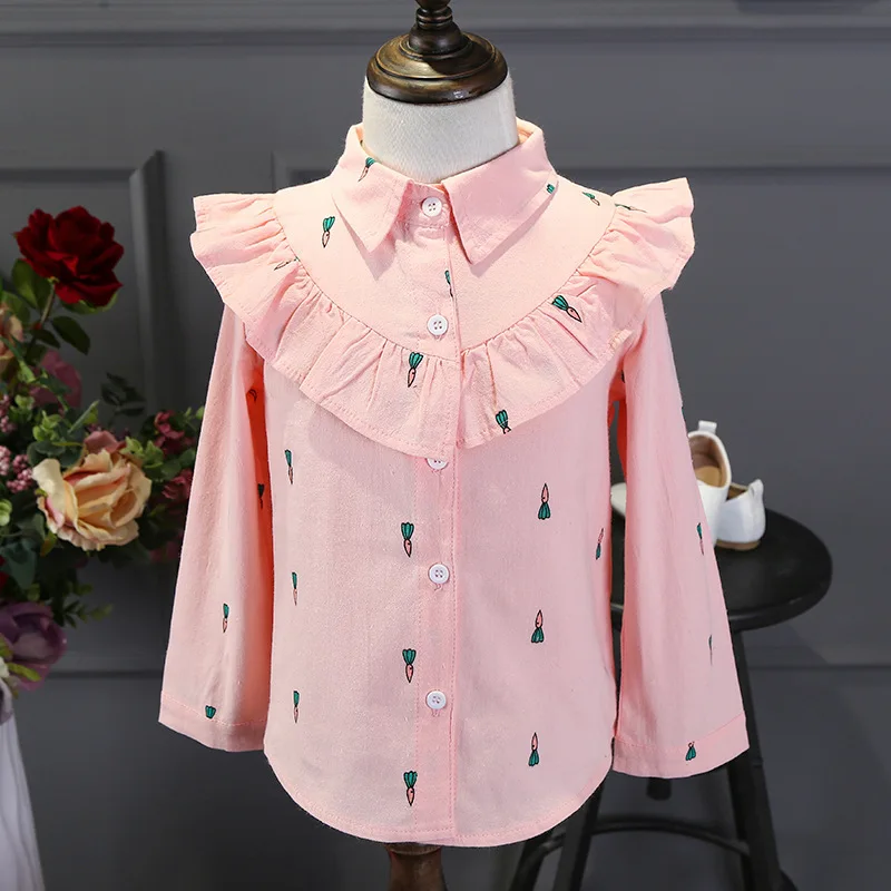 

Spring Korean Girls Shirt Children's Cartoon Carrot Shirt Blouse Tops Children's Clothing Wholesale 2-6 Years